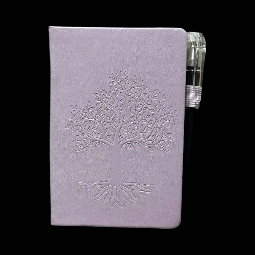 Dark Lilac Tree of Life Embossed Small Hardcover Lined Journal with Pen